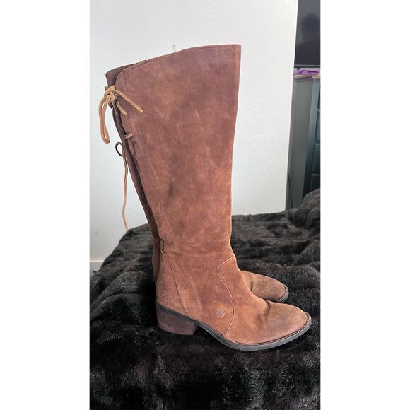 Born Women's Felicia Boot Size 8.5 Tall Block Heel Brown Distressed Western Boho - Picture 1 of 4